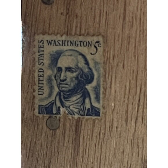 VTG 60s‎ Hand Painted Wooden Picnic Basket Handbag (Bonus 2 VTG Stamps) - Picture 15 of 16